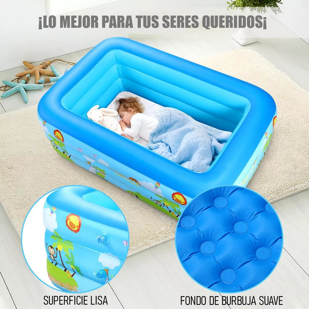 Piscina Inflable para Niños Rectangular 130cm