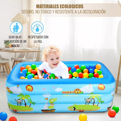 Piscina Inflable para Niños Rectangular 130cm