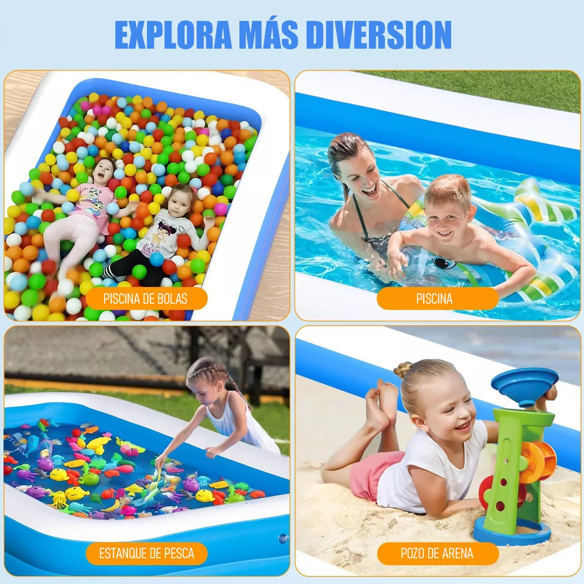 Piscina Inflable para Niños Rectangular 130cm